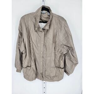 Haband! Women's Gold Long Sleeve Button Down Nylon Windbreaker Jacket Size XL